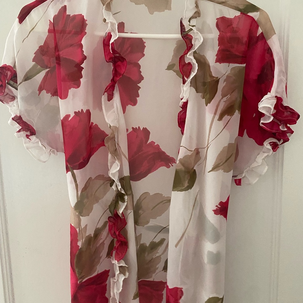 Vintage Floral Ruffle Sheer Top